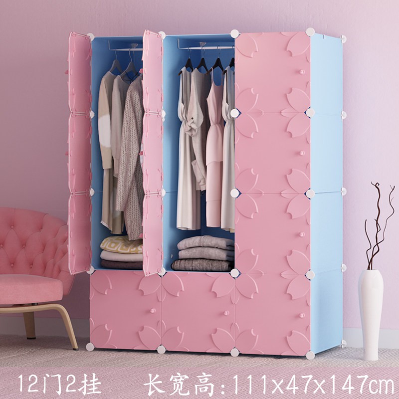 简易衣柜组装出租房用卧室塑料布艺挂儿童储物衣橱收纳柜子省空间收纳柜 三维工匠高清大图
