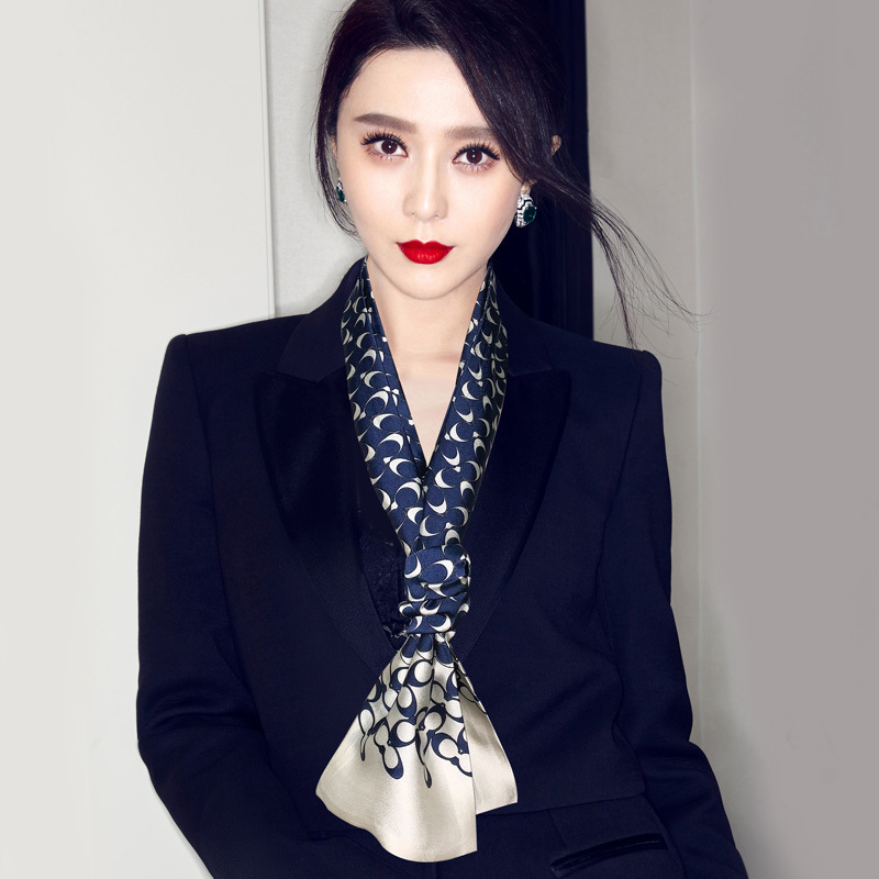 盛世尼曼春秋小丝巾长条细窄薄款百搭西装衬衣脖子围巾明星同款韩国小