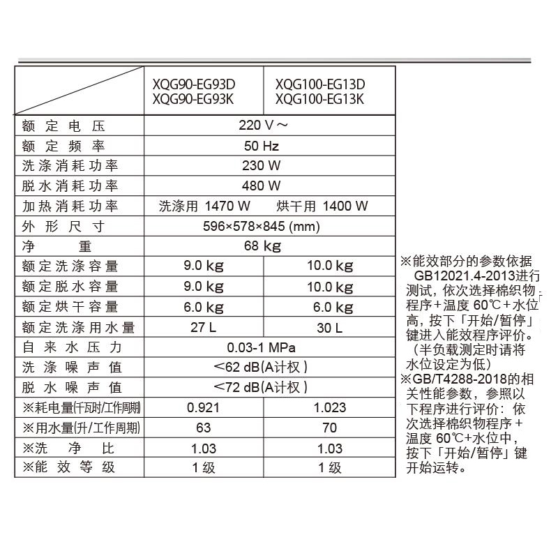 松下(Panasonic) XQG100-EG13D 10KG洗6KG烘 全自动家用变频 洗烘一体机滚筒洗衣机(深银色)