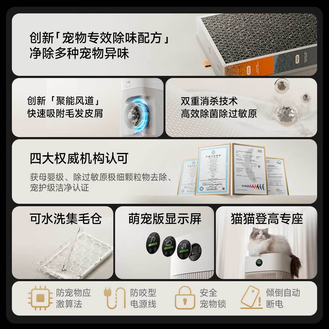 小米米家宠物空气净化器家用清新空气除异味臭味过敏宠物用吸猫毛浮毛高清大图