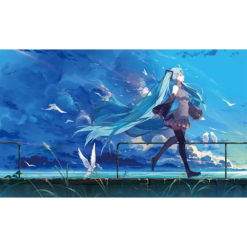 初音未来动漫海报墙贴纸墙纸卧室宿舍超大二次元壁画定制自粘防水初音