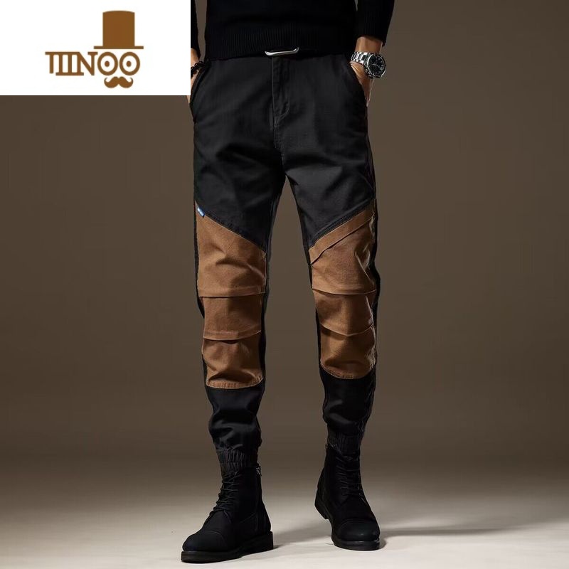 YANXU2023款美式复古工装裤子男秋季新款潮牌机能撞色宽松束脚休闲裤男高清大图