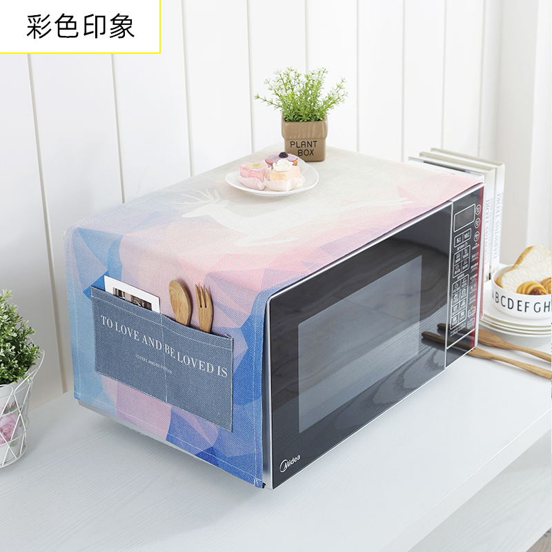 家用微波炉罩保护防尘罩防水盖布布艺烤箱防尘布冰箱防灰尘遮盖巾 彩色印象 双开门冰箱.(170*66cm)升级防水高清大图