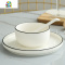 封后美式金镶边家用碗盘套装创意简约北欧黑线餐具套装吃饭碗碟组合 10碗10盘[4.5英寸饭碗*10][8英寸圆深盘*10