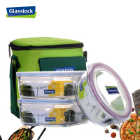 三光云彩(GLASSLOCK)耐热钢化玻璃保鲜盒3件套装GL30 饭盒可微波炉加热男女上班族带饭密封防漏盒便当碗套装