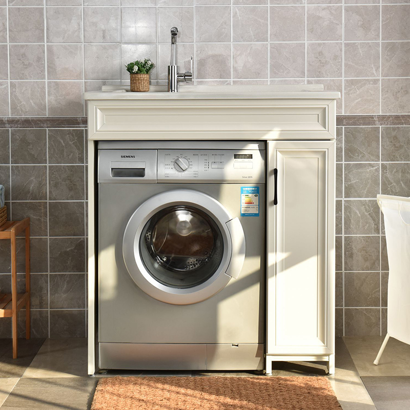 太空铝洗衣机柜子阳台闪电客小户型单独洗脸盆石英石台面洗衣池90x65