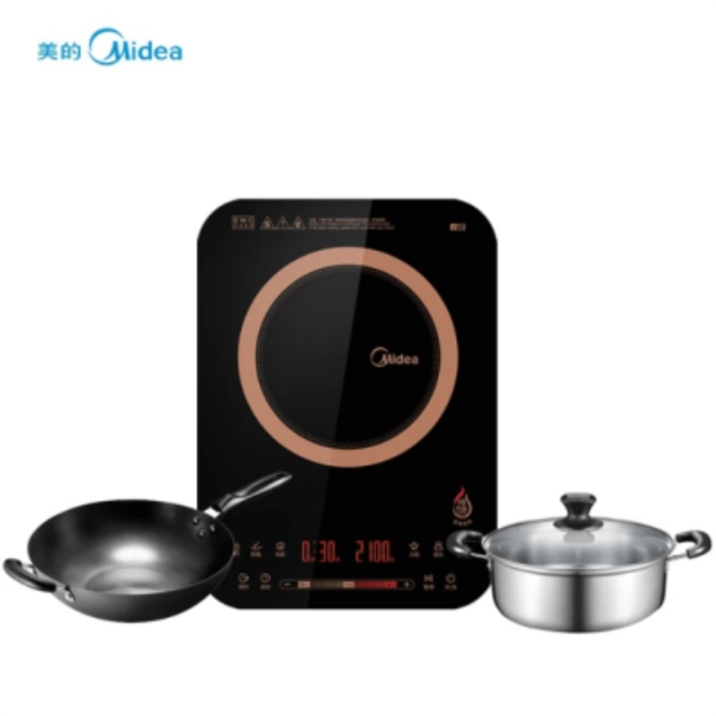 Midea/美的 RH2153 电磁炉 智能 超薄 恒匀火 静音 触摸屏 汤锅炒锅 滑动触控 黑晶面板7档调节