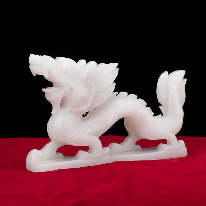 家柏饰(corated)福雅白玉龙摆件龙工艺品办公室家居青龙装饰摆设