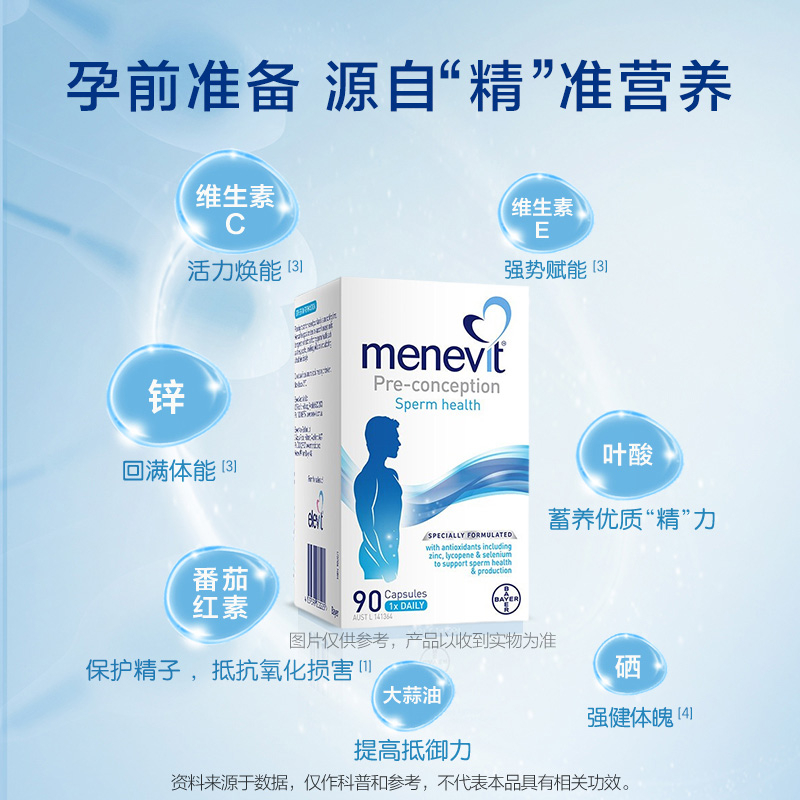 [澳洲原版]elevit 爱乐维 男士备孕胶囊 90粒/瓶 澳洲进口叶酸复合维生素高清大图