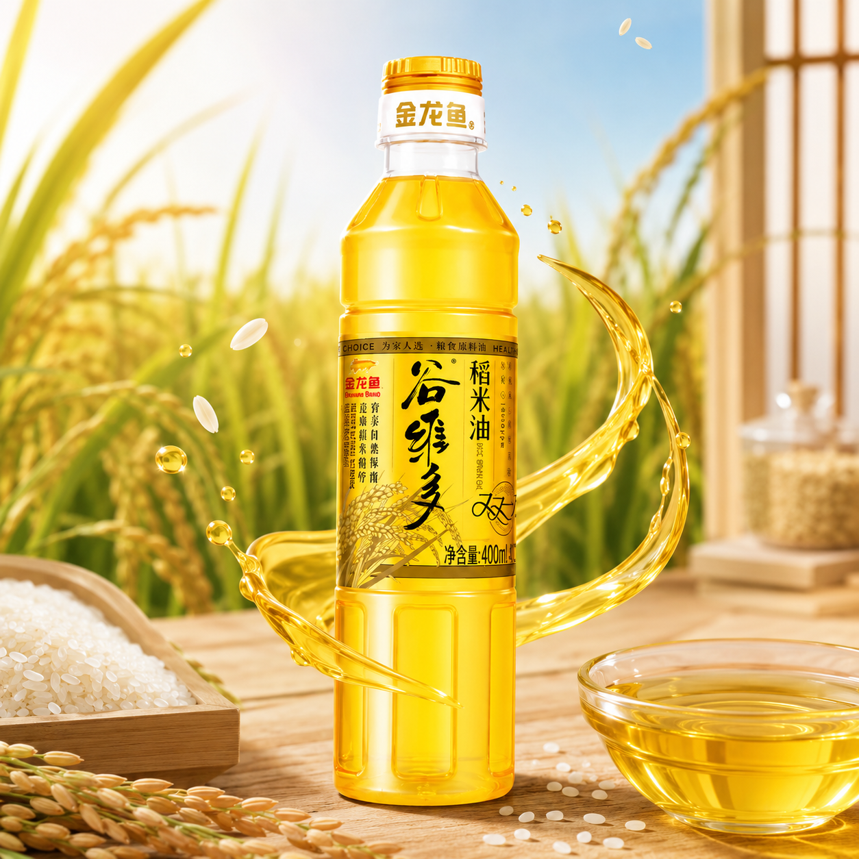金龙鱼谷维多双一万稻米油400ml多规格组合营养炒菜烹饪家用油 谷维多双一万稻米油-400mL*5