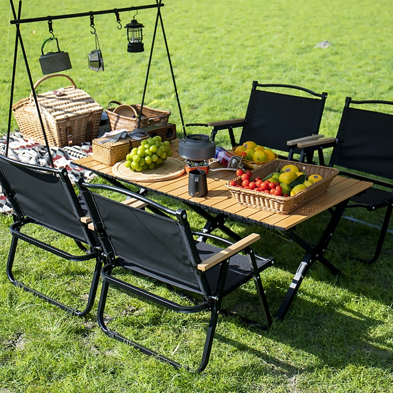 古达户外便携折叠铝合金蛋卷桌野营露营装备野餐桌椅用品套装折叠桌