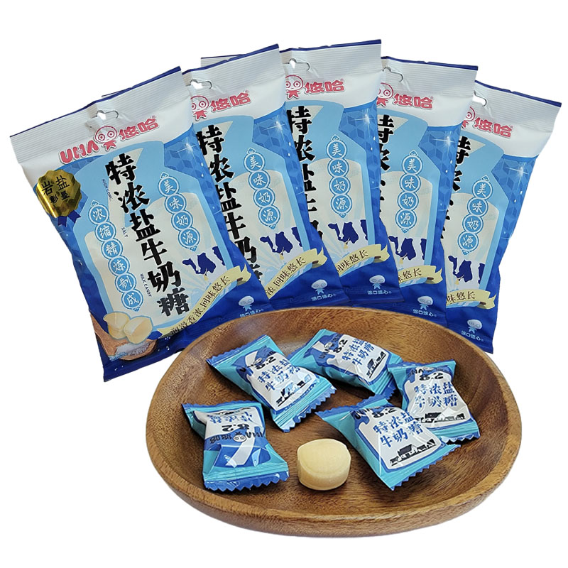 悠哈特浓牛奶糖盐牛奶糖袋装108g休闲零食品婚庆结婚喜糖高清大图