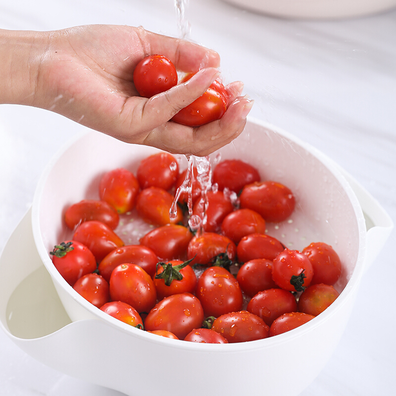 诺派(NUOPAI)果蔬沥水篮 双层沥白色塑料水果篮 零食水果盘 洗菜盆 创意多功能简约284*260*118C6837