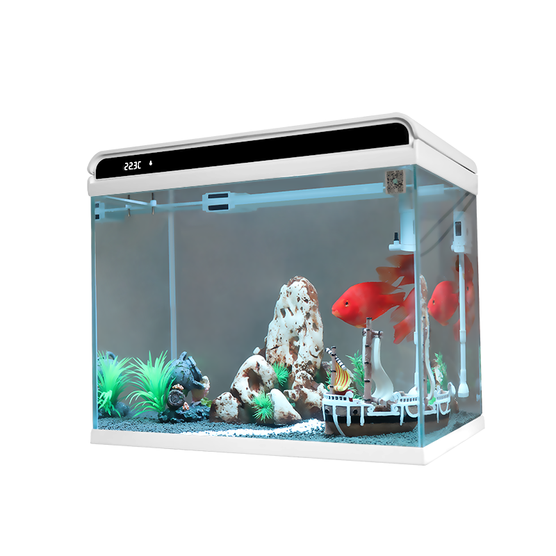 小型鱼缸客厅金鱼超白玻璃免换水生态懒人桌面家用造景水族箱