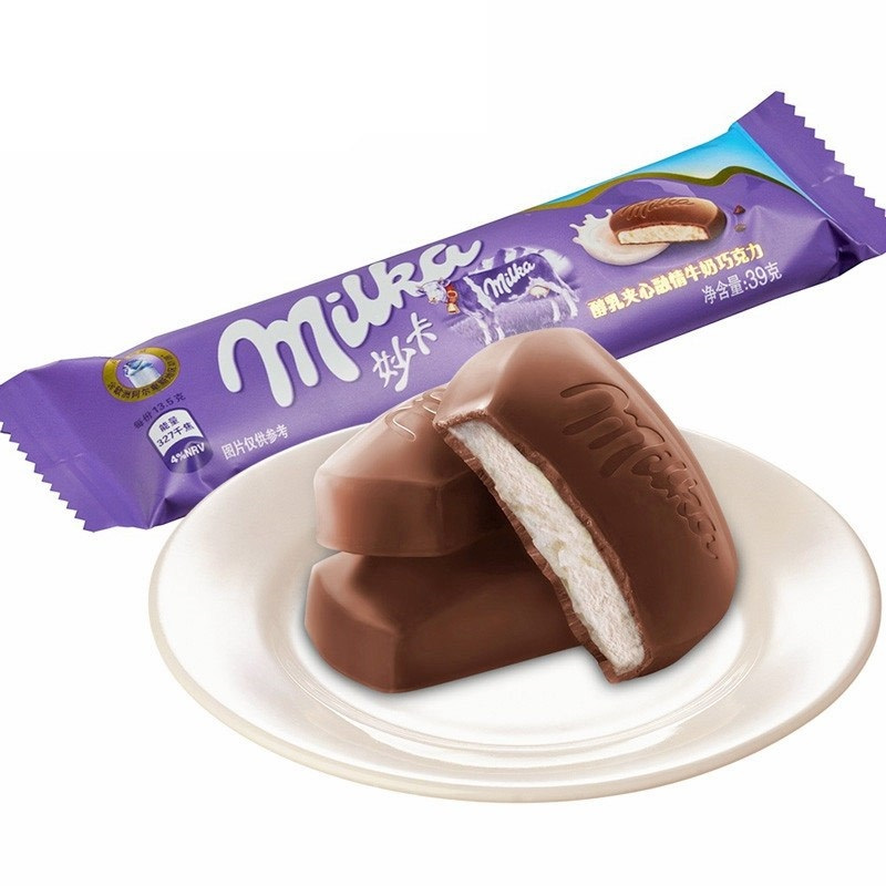 妙卡(milka)醇乳夹心融情牛奶巧克力排块袋装 39g/袋 亿滋出品