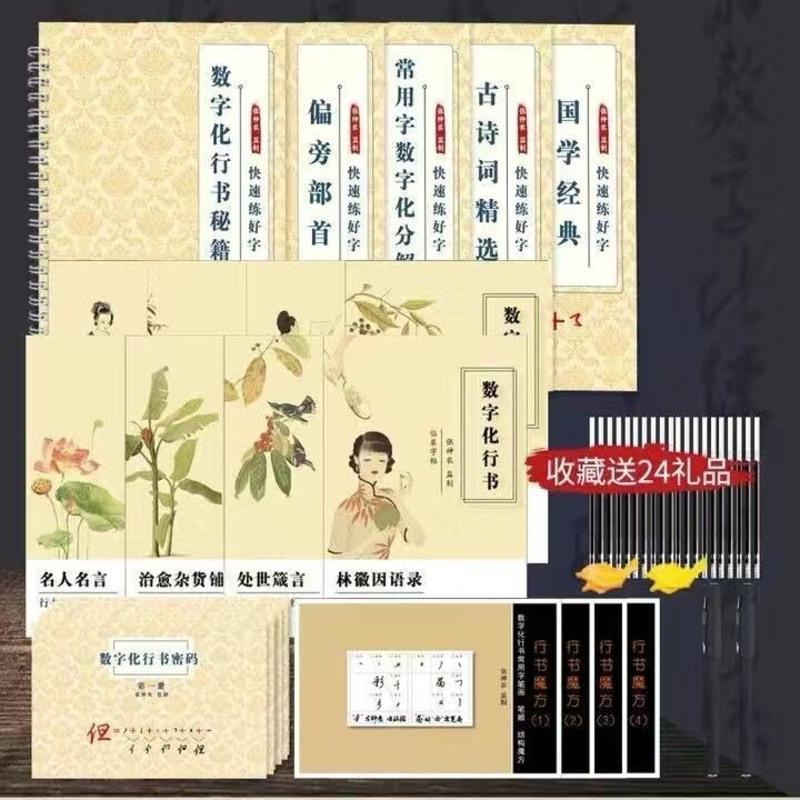 行书密码练字帖行楷行草成人大学生字帖反复使用凹槽加临摹版练字 行书秘籍凹槽1本1支笔芯体验装 一本16页反正面20*14