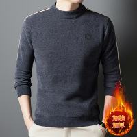 加绒男士毛衣冬季加厚针织爸爸装雪貂绒保暖T恤一体绒男装T恤上衣_02