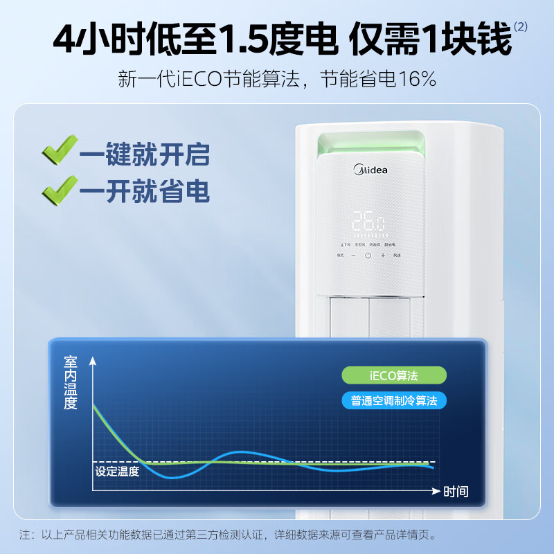 美的(Midea)空调2匹p酷省电新一级智能全直流变频冷暖立式柜机节能省电客厅家用圆柱KFR-51LW/N8KS1-1P高清大图