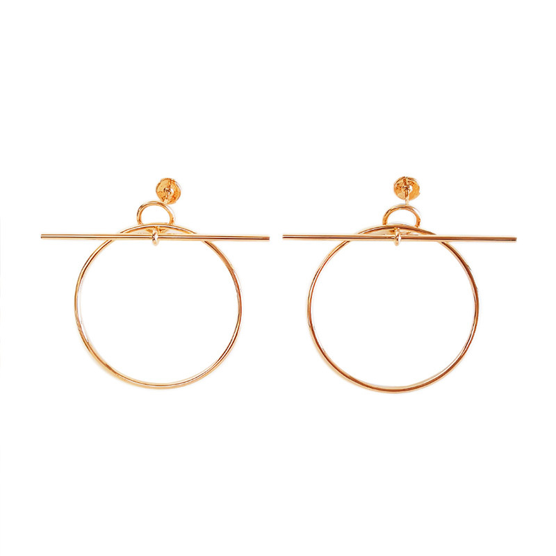 正品二手95新爱马仕hermèsloop玫瑰金耳环18k玫瑰金防尘袋参数