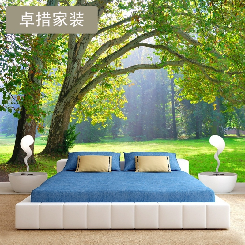 定制 简约田园风景定制壁画大树 3d立体客厅电视沙背景墙纸壁纸壹德壹