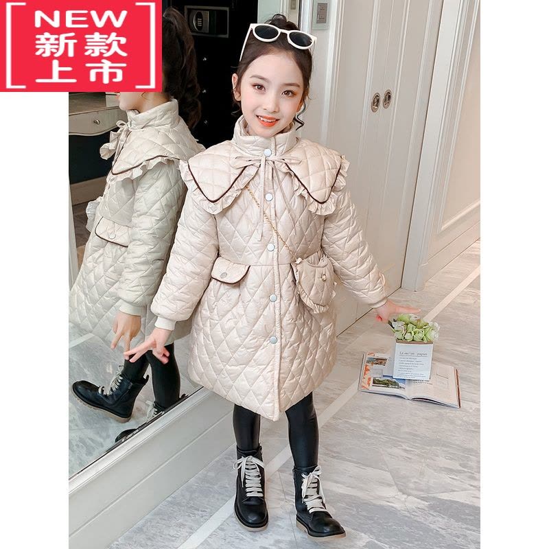 可莉允女童棉衣外套2022新款中大童洋气加绒加厚儿童冬装韩版棉服翻领潮图片