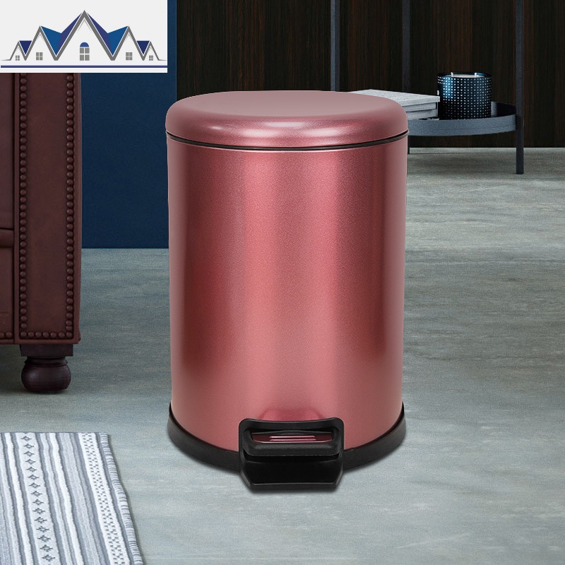 不锈钢垃圾桶北欧脚踏式脚踩带盖大号家用客厅简约厨房卫生间创意_5_325 8L(玫瑰金)