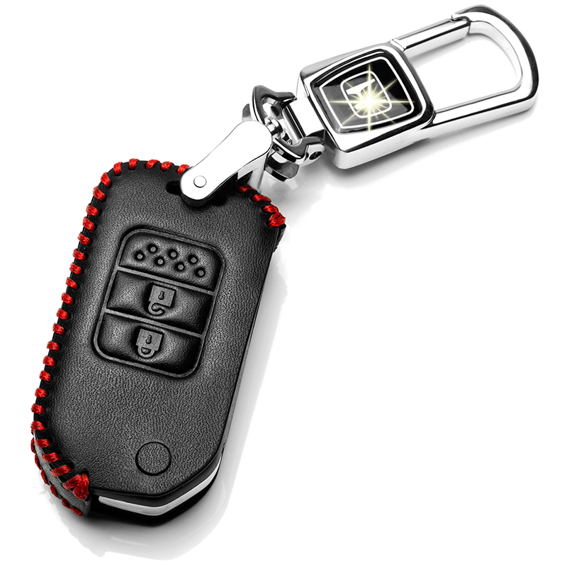 【补贴10%】2020款冠道钥匙套本田十代雅阁思域专用真皮钥匙包crv车专用19款汽车钥匙包 F款黑红色+金属扣（插入式启动二键）