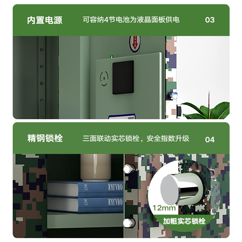 科野 保密柜文件柜员工柜迷彩资料铁皮柜国家认证智能密码锁防盗密码柜 通体无抽屉指纹锁