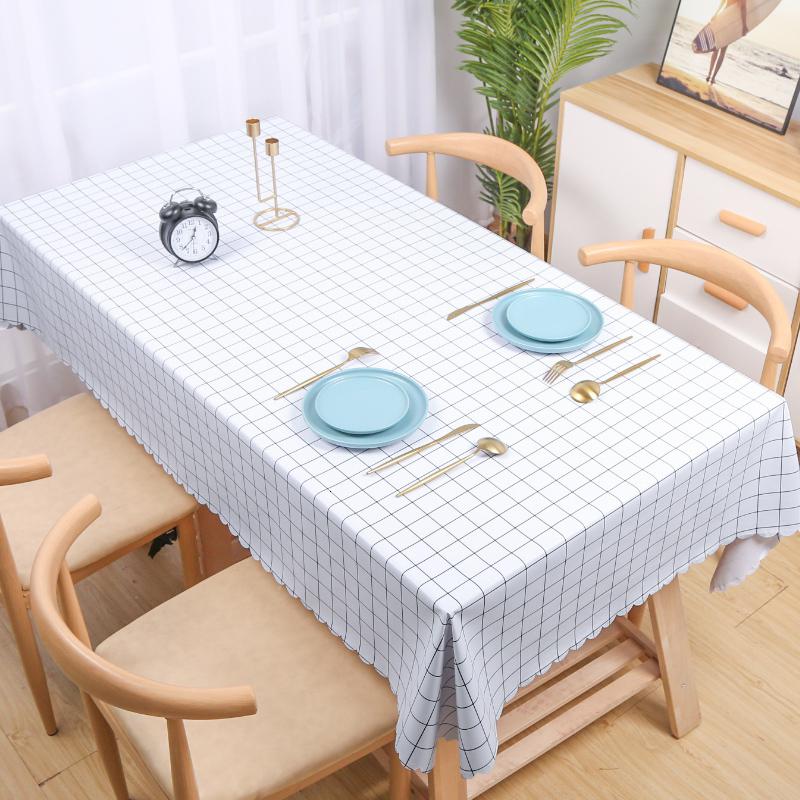 家柏饰(CORATED)北欧家用少女心格子桌布防水防油免洗餐桌布书桌学生pvc茶几垫高清大图