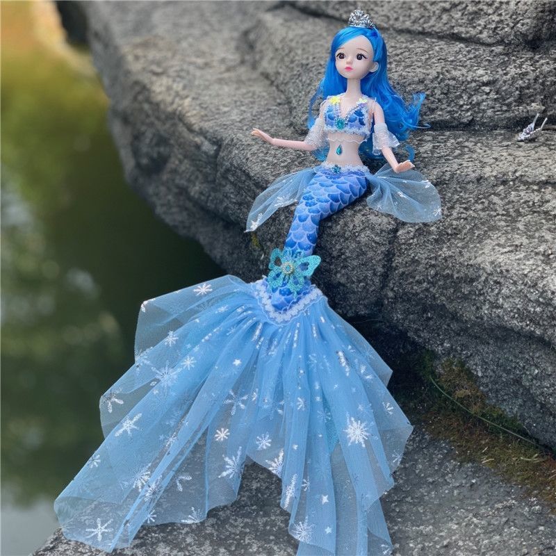 美人鱼小魔仙芭比娃娃纱尾女孩玩具洋娃娃公仔公主过家家生日礼物 白色 高 40-49CM