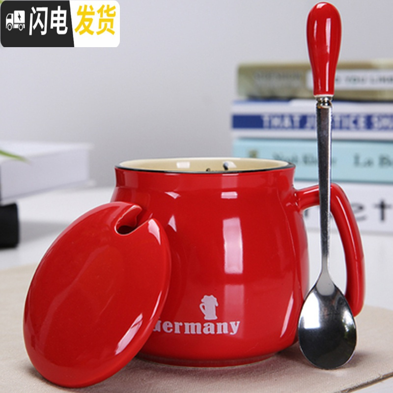 三维工匠个性早餐杯咖啡杯燕麦陶瓷杯牛奶杯马克杯情侣水杯女带盖勺大容量高清大图