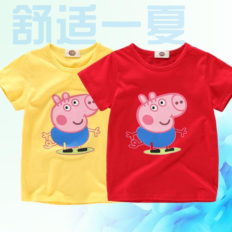 [促销]女童男童纯棉短袖t恤夏装儿童中小童佩琪女薄款体恤小猪佩奇