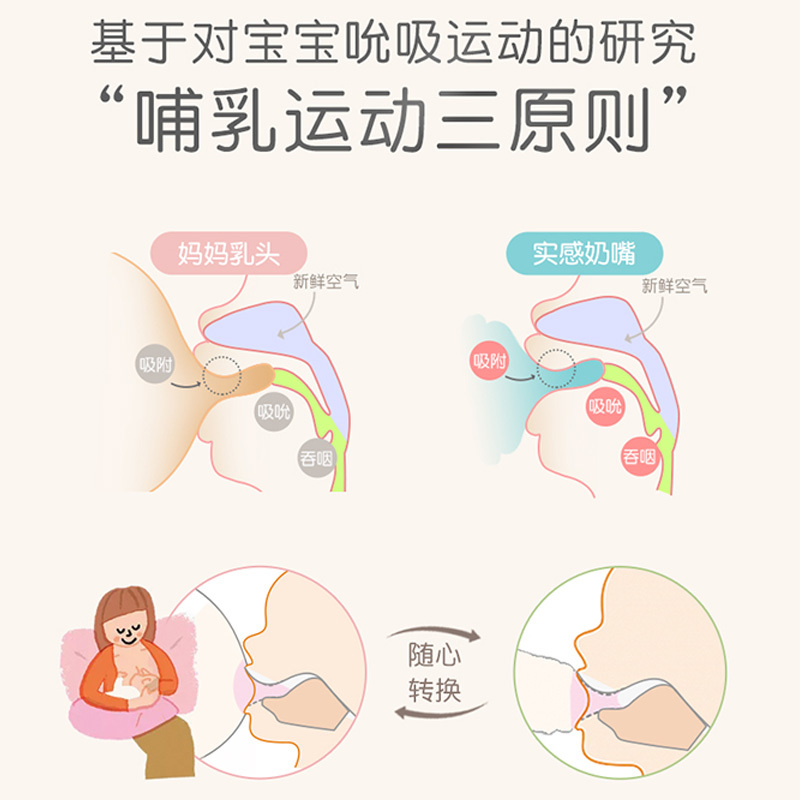 贝亲2代宽口径奶嘴L号送2代奶瓶专用手柄(颜色随机)