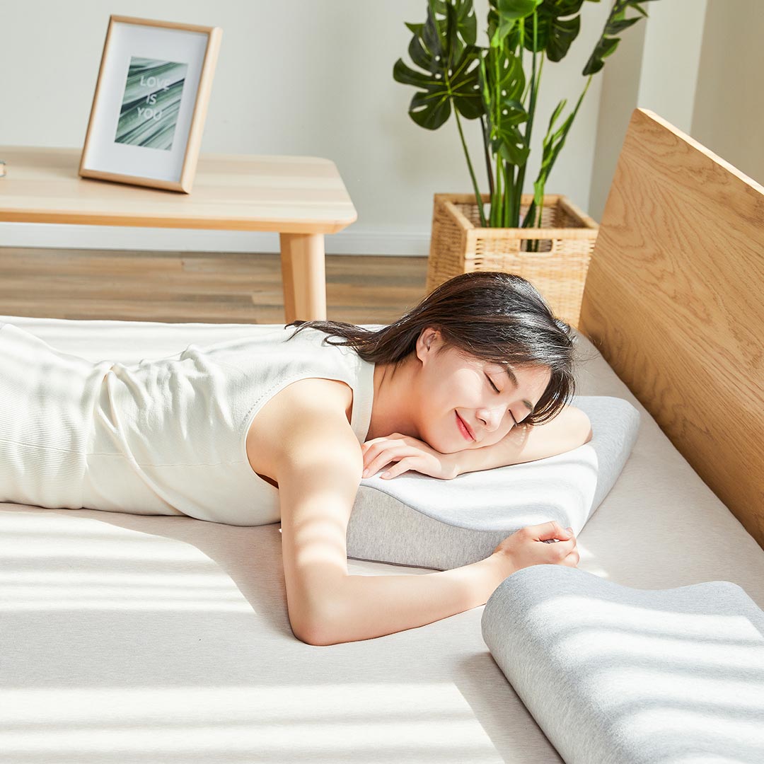 8H枕套 企业三曲线护颈枕芯枕套 慢回弹记忆棉枕头H1外枕套50*30*10/7cm高清大图
