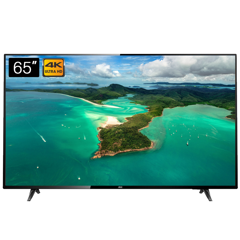 AOC液晶平板电视 65英寸大屏显示器 4K高清HDR 10bit色彩 开关机无广告 酒店公寓宾馆智能电视机H65P3