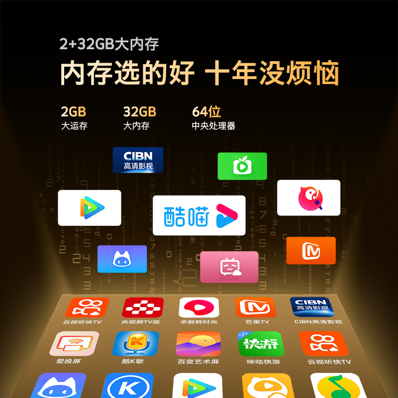 创维电视55A3D 55英寸 G画质引擎 2+32G内存 一键投屏 远场语音 高清护眼声控全面屏