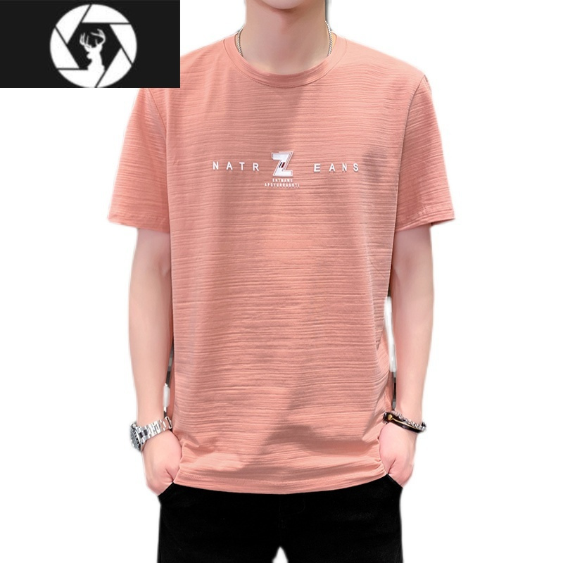 hongzun短袖t恤男夏季莫代尔冰丝宽松大码圆领青年打底衫男体恤