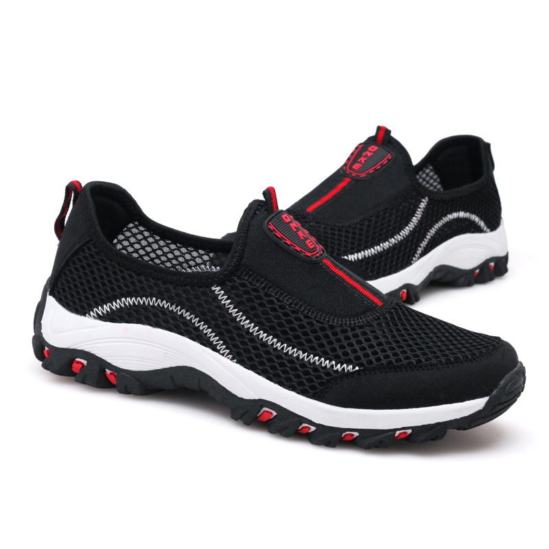 美国狮牌户外登山鞋男防滑耐磨夏季网面透气徒步鞋轻便软底一脚蹬爸爸