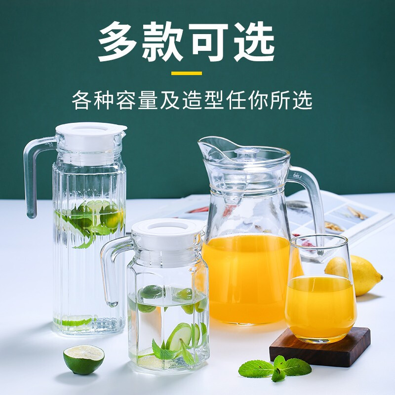 [补贴10%]冷水壶玻璃水壶大容量泡茶壶家用开水杯果汁扎啤壶饮料凉水壶高硼高清大图