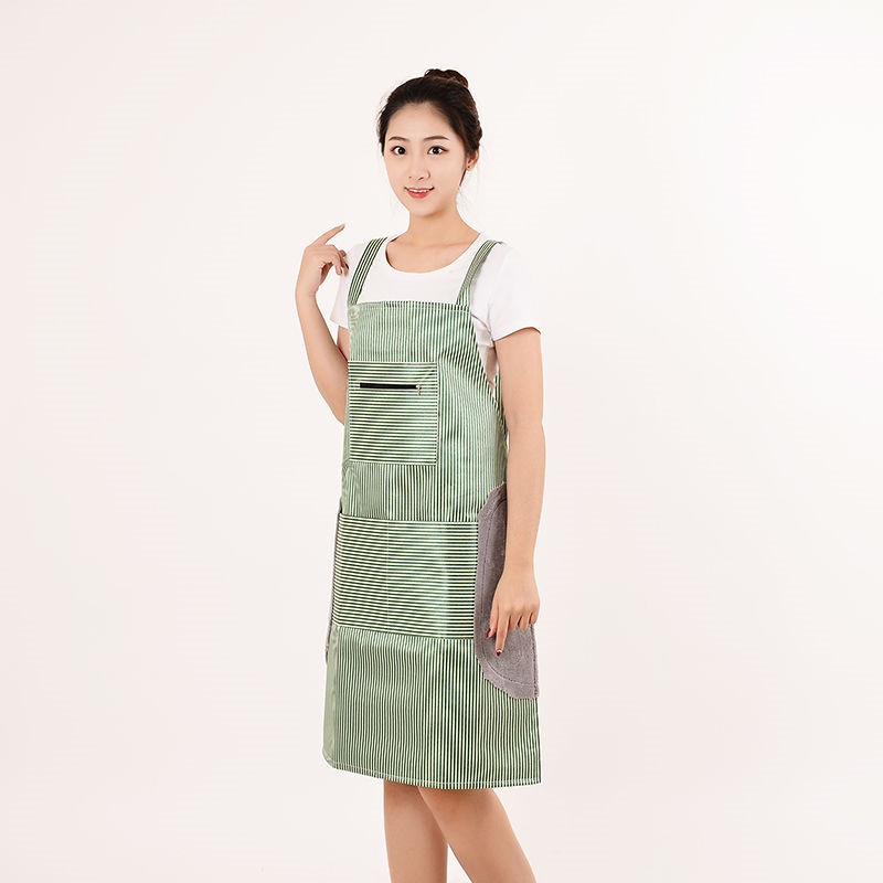 颜色随机围裙长款韩版过膝时尚全身防水防油牛津布厨房做饭背带罩衣
