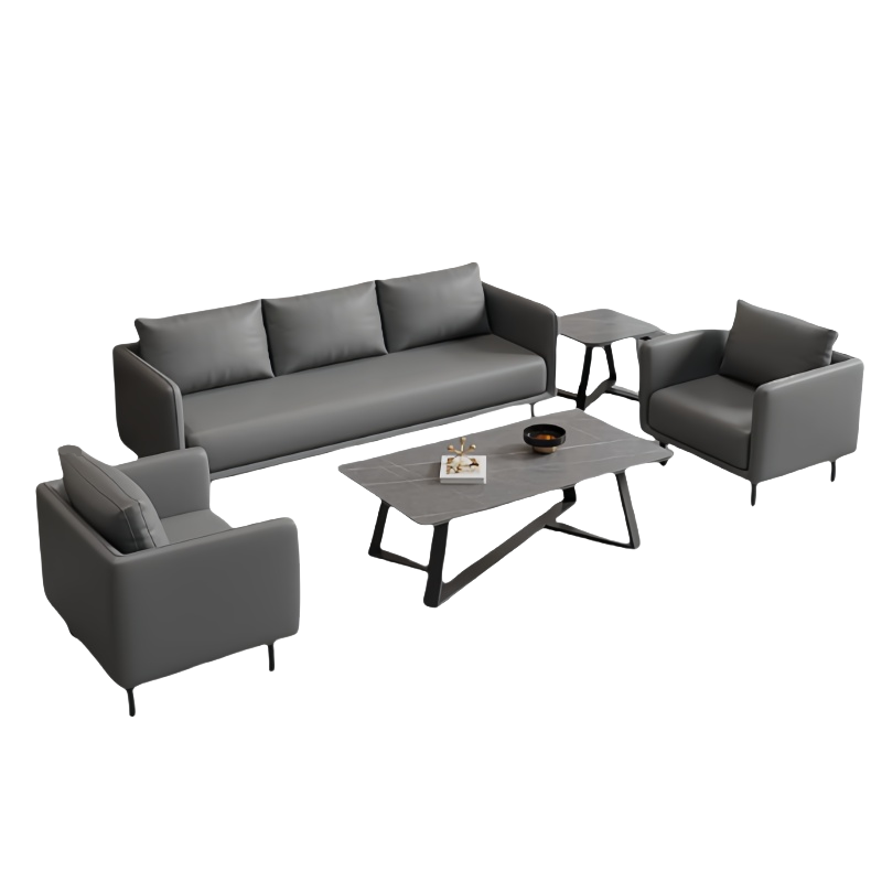 芙首泰办公组合沙发1800*700*750mm(1+1+3+茶几+边几)套高清大图