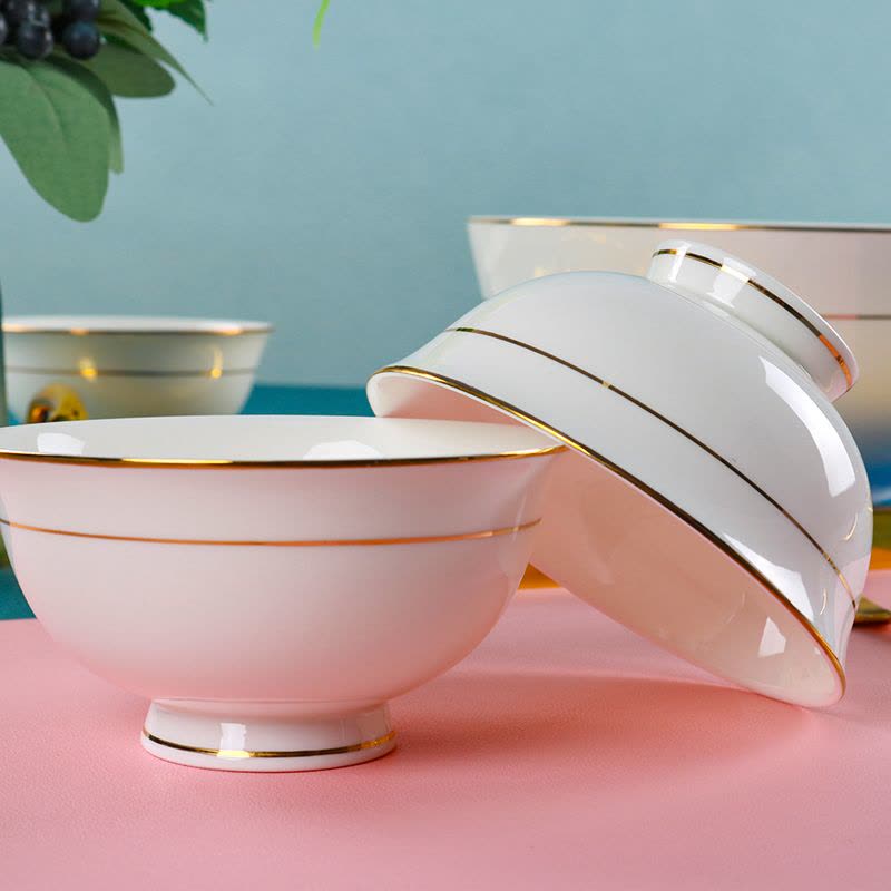 北国风光骨瓷餐具套装14头黄金线TS-0014套图片