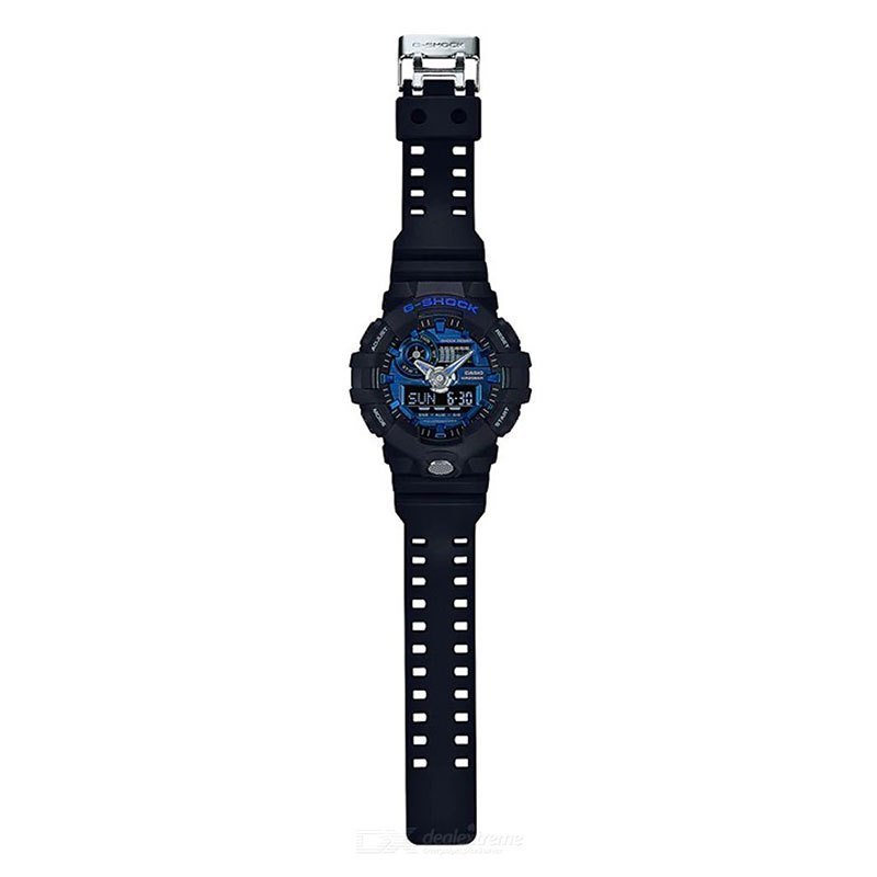 卡西欧(CASIO) G-SHOCK YOUTH日韩品牌男士通用运动时尚日本石英表 黑蓝 GA-710-1A2