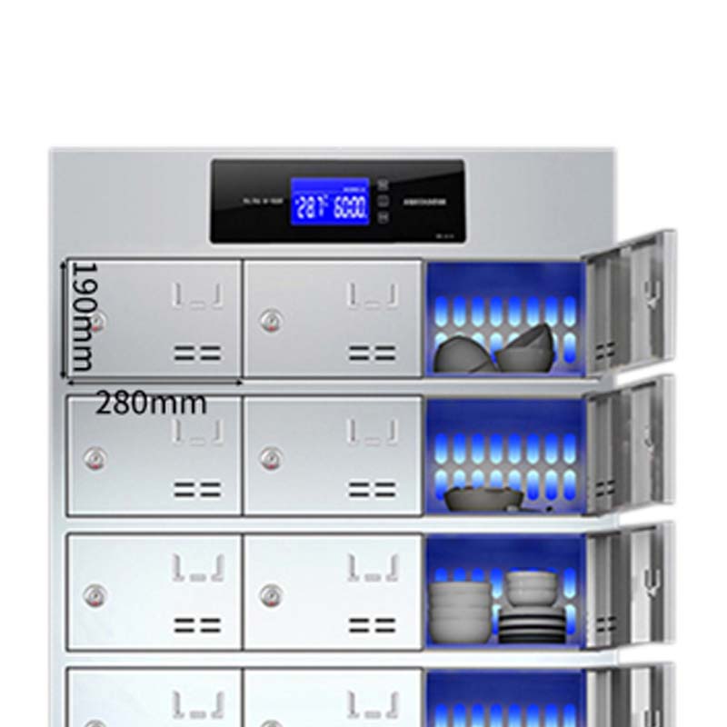 乙壬不锈钢员工食堂消毒碗柜餐厅紫外线高温餐盘餐具柜多格饭盒储物柜32门碗柜 紫外线消毒+高温热风循环高清大图