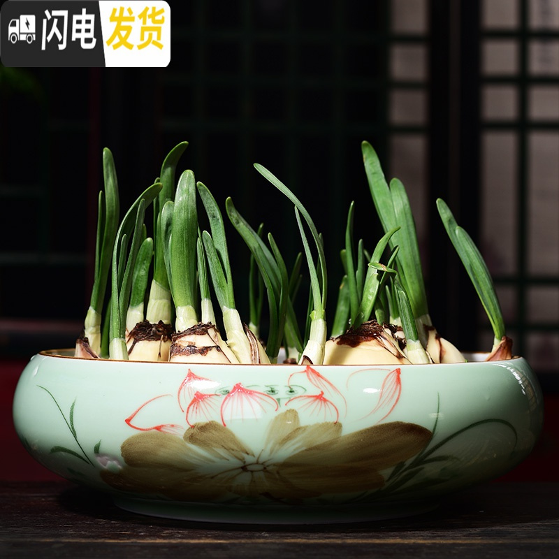 三维工匠陶瓷批发无孔水培容器铜钱碗莲睡莲多肉家用特大号 和风盛世 大花盆容器高清大图