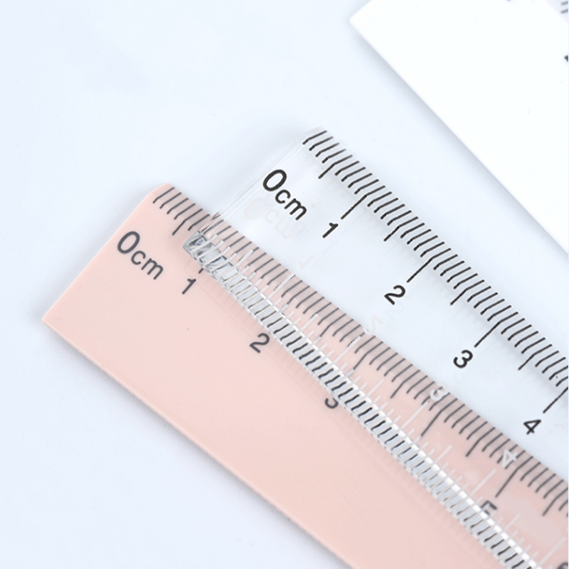 直尺 透明塑料小学生初中测量绘图画线刻度尺20CM 5把装