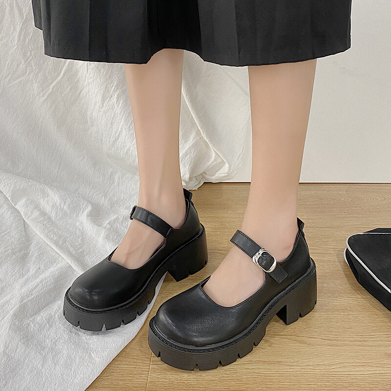 述雅小皮鞋女新款一字扣软妹日系复古玛丽珍鞋厚底洛丽塔学院jk制服鞋