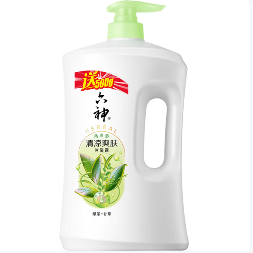 六神清凉爽肤沐浴露加量装1.5KG