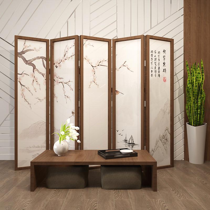 BONJEAN新中式实木屏风隔断客厅卧室办公室餐厅玄关遮挡家用折叠移动折屏高清大图