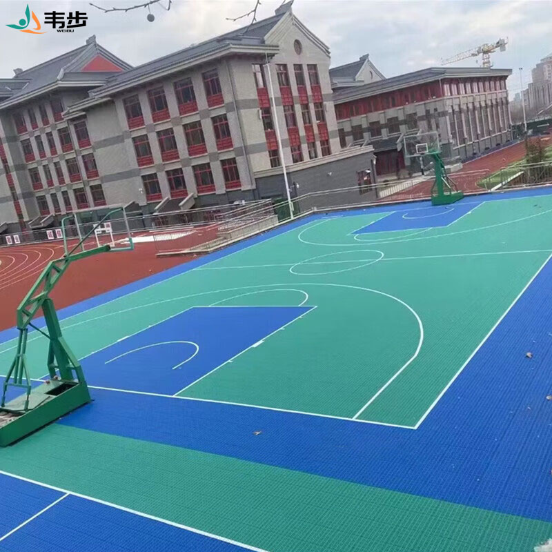 韦步悬浮地板篮球场羽毛球场地幼儿园室外户外专用防滑拼装运动地板 九宫格软连接T5-340*340*15mm